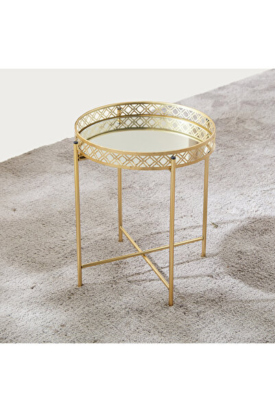 Lifestyle Metal Mirror Top Accent Table - 42x42x47 cms