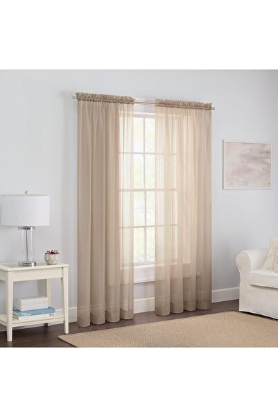 Pairs To Go Victoria Sheer Curtain Panels, 59×95 in (Pack of 2), Light-Filtering, Taupe