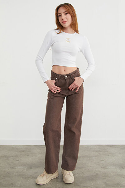 Fulla Moda Body crop brodat cu ursuleț