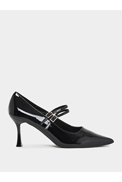Styli Black Patent Pointed Toe Pumps