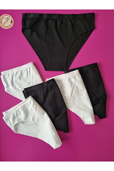 Demirsa Boutique Laser Cut Women's Black and White Bikini Panties 6 Pack