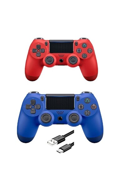 HAPPY JOKER Set of 2 Wireless Doubleshock Controllers for PS4 (Red & Blue)