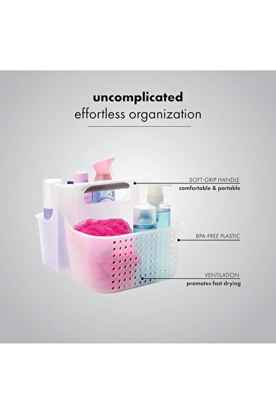 Madesmart Soft Grip Large Shower Tote - Frost (Gray), 2-Compartment, BPA-Free