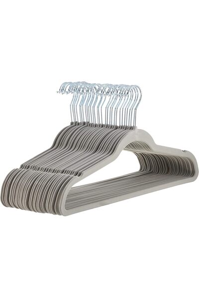 Amazon basics Slim, Velvet, Non-Slip Suit Clothes Hangers, Gray/Silver - Pack...
