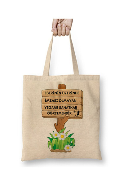 Toyaso Teachers' Day Gift for Teacher Ataturk Saying White Cloth Bag Long Handle Shopping Bag