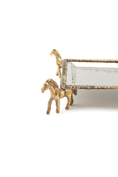 ANTEPSEPETİ Silver Plated Copper Horse Motif Tray