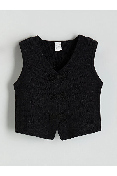 LC Waikiki Lcw Kids Black Glitter Knitwear Girls' Vest and Pants