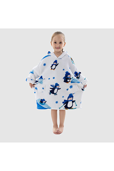 OEM Blanket with Sleeves for Children 4-8 Years, Sweatshirt Type, Hood and Pockets, Flannel Fleece, Polyester
