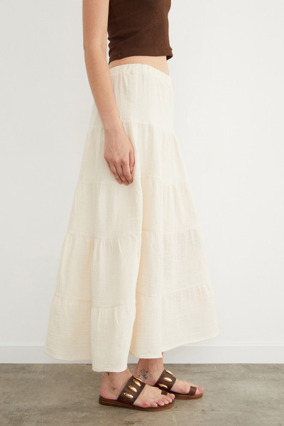 Fulla Moda Λινό φούστα με ελαστική μέση