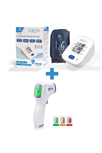 Life Net Medikal Üst Koldan Dijital Tam Otomatik Tansiyon Aleti BP310A + Dijital Temassız Ateş Ölçer JA-11C