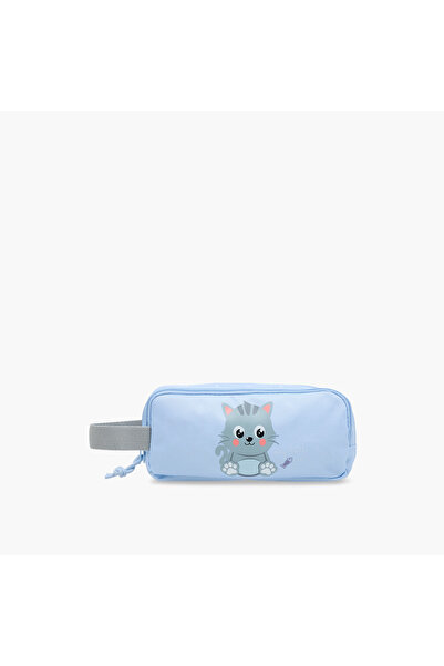 Movom Cat Print 2-Compartment Pencil Pouch with Zip Closure