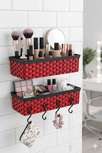 Vivart رف منظم متعدد الأغراض مكون من قطعتين مع حامل لاصق