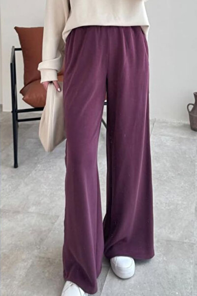 Tesettür Diyarı بنطلون حجاب فاخر بأزرار على الجوانب - لون أحمر داكن