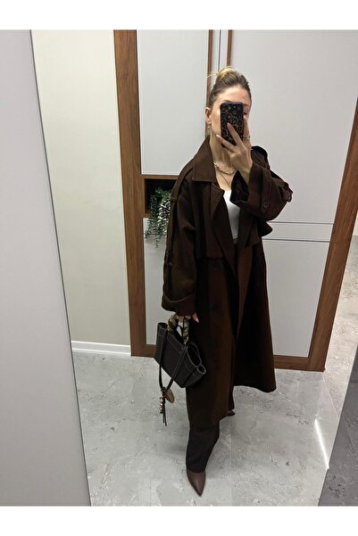 Hilals Butik Siyah ve Kahverengi Renk Seçenekleri ile Kemerli Kruvaze Yakalı ...