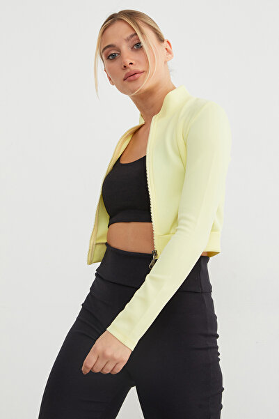 Fulla Moda Mock Neck Zippered Diving Fabric Sports Jacket