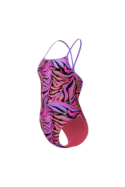 SPEEDO Costum inot femei Printed Turnback negru/roz