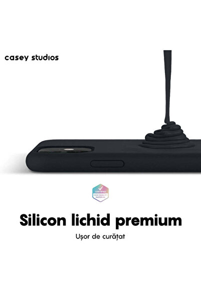 Casey Studios Husa Soft Silicone iPhone 11, Microfibra in Interior, Slim, de Protectie, Midnight Blue