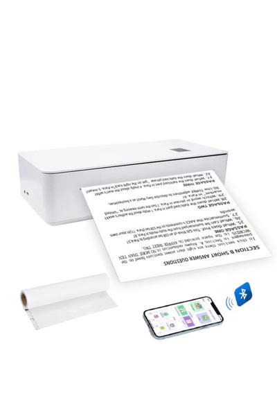 Influential Tech Premium WiFi Thermal Printer, 300dpi, Portable, A4, Bluetooth/USB, iOS/Android Compatible, White