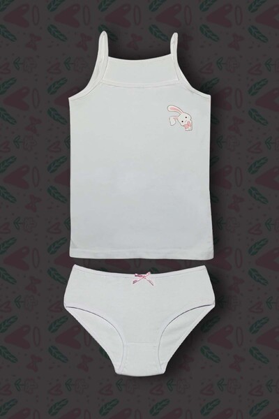 GRI MOR TEKSTIL 3-Piece Girls' Cotton Rabbit Printed Laundry Set