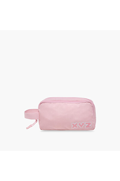 XYZ Logo Print Pencil Pouch with Zip Closure
