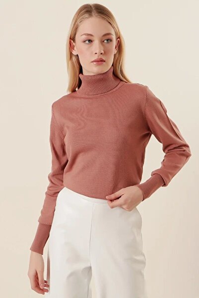 onno style women Plain Fishing Collar Basic Sweater