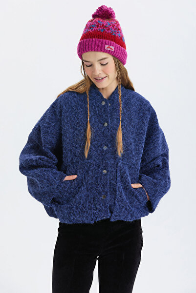 Clandestino Soft Oversized Bomber Jacket Navy Blue