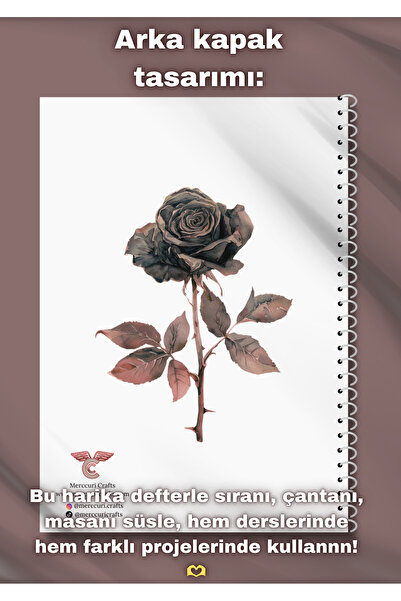 merccuri crafts A4 Spiral School Notebook in Gothic Aesthetic 50 Sheets - Unlined-Solid-Blank Pvc Cover Waterproof