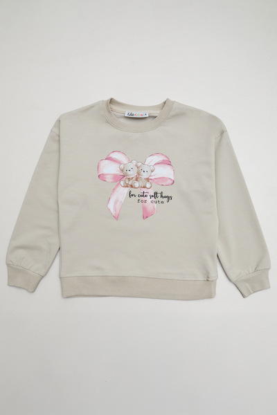 Fulla Moda Bow and Teddy Bear Printed Girls' 2-Piece Set