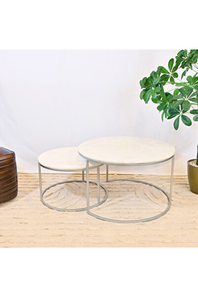 Crafted by Lifestyle 2-Piece Marble Top Coffee Table Set