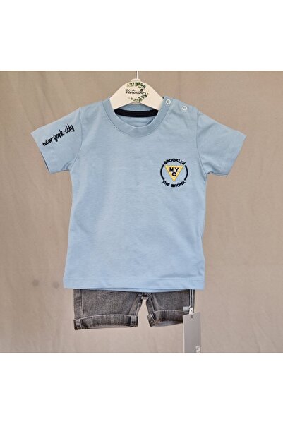 Victorino Set tricou cu mânecă scurtă și pantaloni scurți din denim