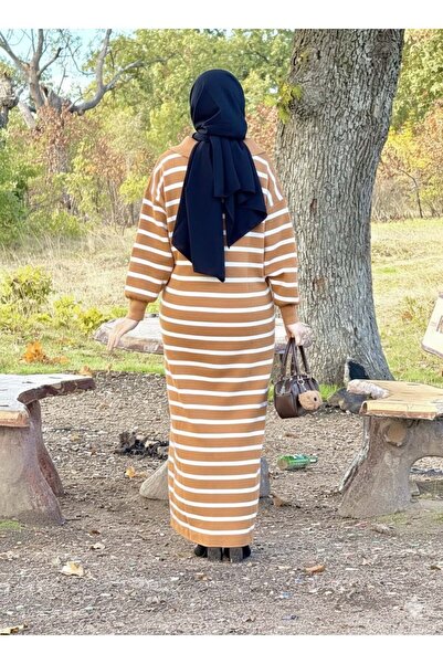 Nissra Ankanoor Zipper Collar Striped Knitwear Dress Anka252009