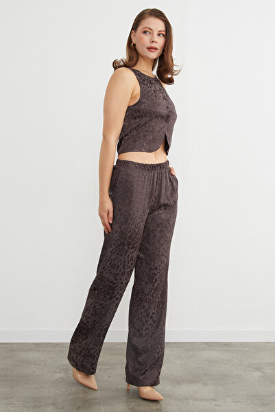 Fulla Moda Leopard Print Satin Vest Pants Set