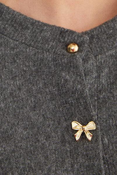 Fulla Moda Πλεκτή ζακέτα με φιόγκο και τσέπες