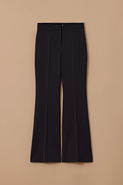 SEÇİL Women's Striped Flared Pants - Navy Blue