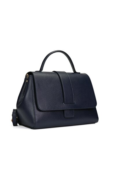 Posete Fagaras Elvila Leather Purse - Navy Blue, Casual Bag Made of Genuine L...