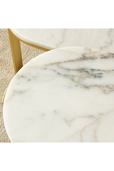 Lifestyle Marble Top 2-Piece Nesting Table Set - 49x40x57 cms