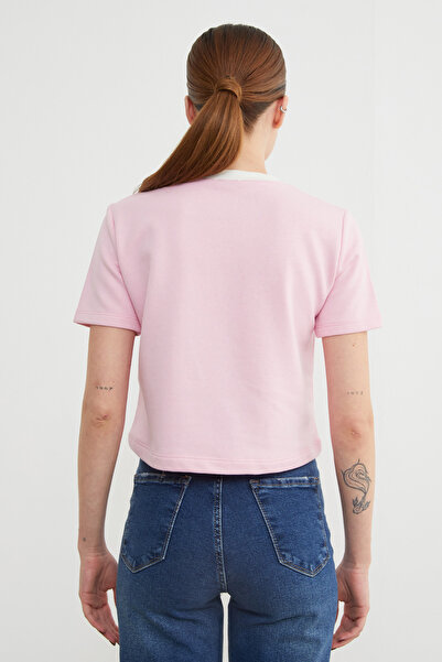 Fulla Moda Basic Rib Neck Seasonal Crop T-Shirt