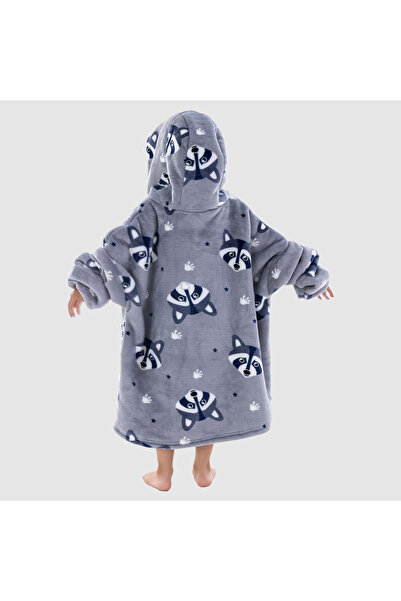 OEM Blanket with Sleeves for Children 4-8 Years, Sweatshirt Type, Hood and Pockets, Flannel Fleece, Polyester