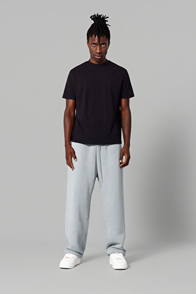 WAMOSSALAPLI Men's Gray Buggy Winter Wide-Leg Sweatpants with Fleece Lining