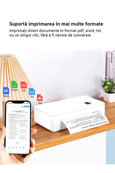 Influential Tech Premium WiFi Thermal Printer, 300dpi, Portable, A4, Bluetooth/USB, iOS/Android Compatible, White