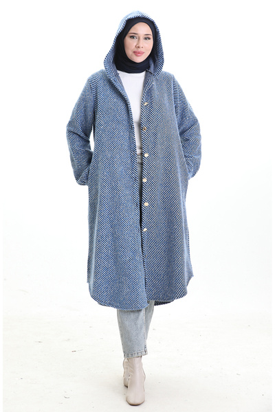 sefamerve Καπέλο με με κουκούλα κουμπιά 0201-02 Indigo