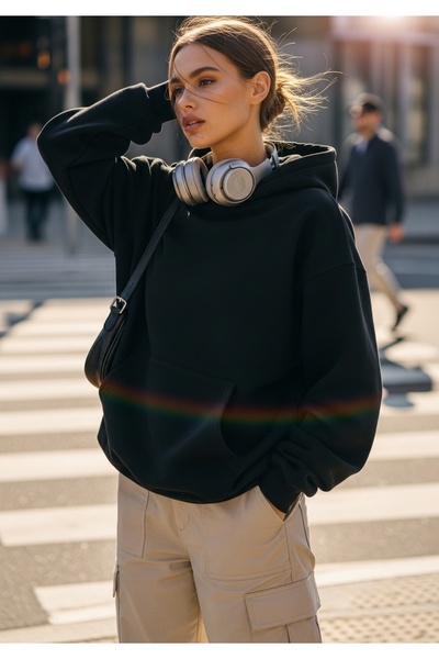 Freak Tshirt Hanorac negru unisex cu glugă