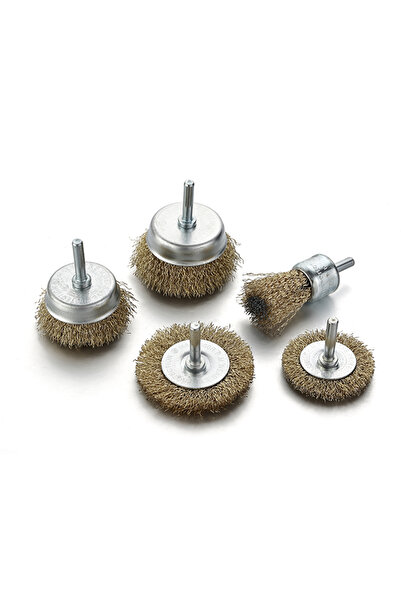 Lawazim مجموعة فرشاة سلكية مكونة من 5 قطع - فرشاة عجلات نحاسية لإزالة الصدأ وتنظيف الأسطح