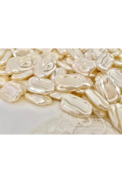 BEİLYS COSMETİCS & ACCESSORY Perle dreptunghiulare cu găuri, trapezoidale, alb perlat, 20 mm, 50 buc B:64