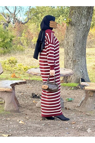 Nissra Ankanoor Zipper Collar Striped Knitwear Dress Anka252009