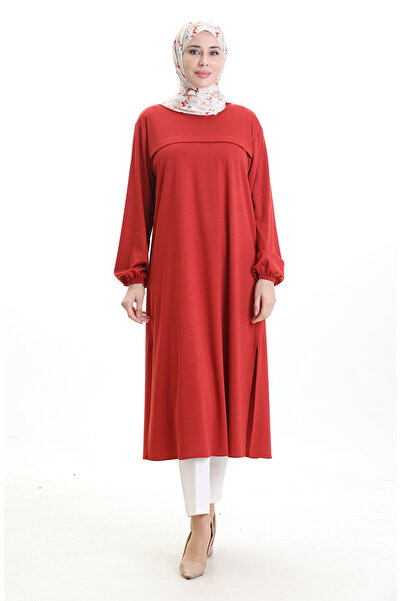 sefamerve Yandan Slit Long Tunic 4104-09 Tile