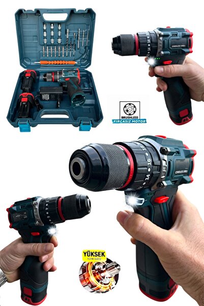 STANVOLT Kömürsüz Darbeli Şarjlı Matkap Lion Armut Batarya Metal Şanzıman Çift Akülü Vidalama Setli