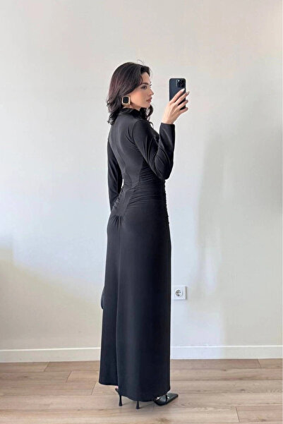 Eka Women's Black Button Sendy Dress 1041-2705