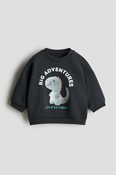 H&M Motif-detail brushed-inside sweatshirt