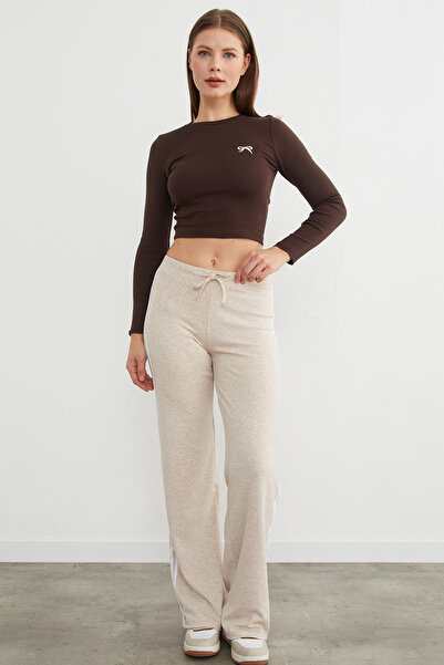 Fulla Moda Φούτερ με κορδόνια στη μέση και ρίγες στα πλαϊνά